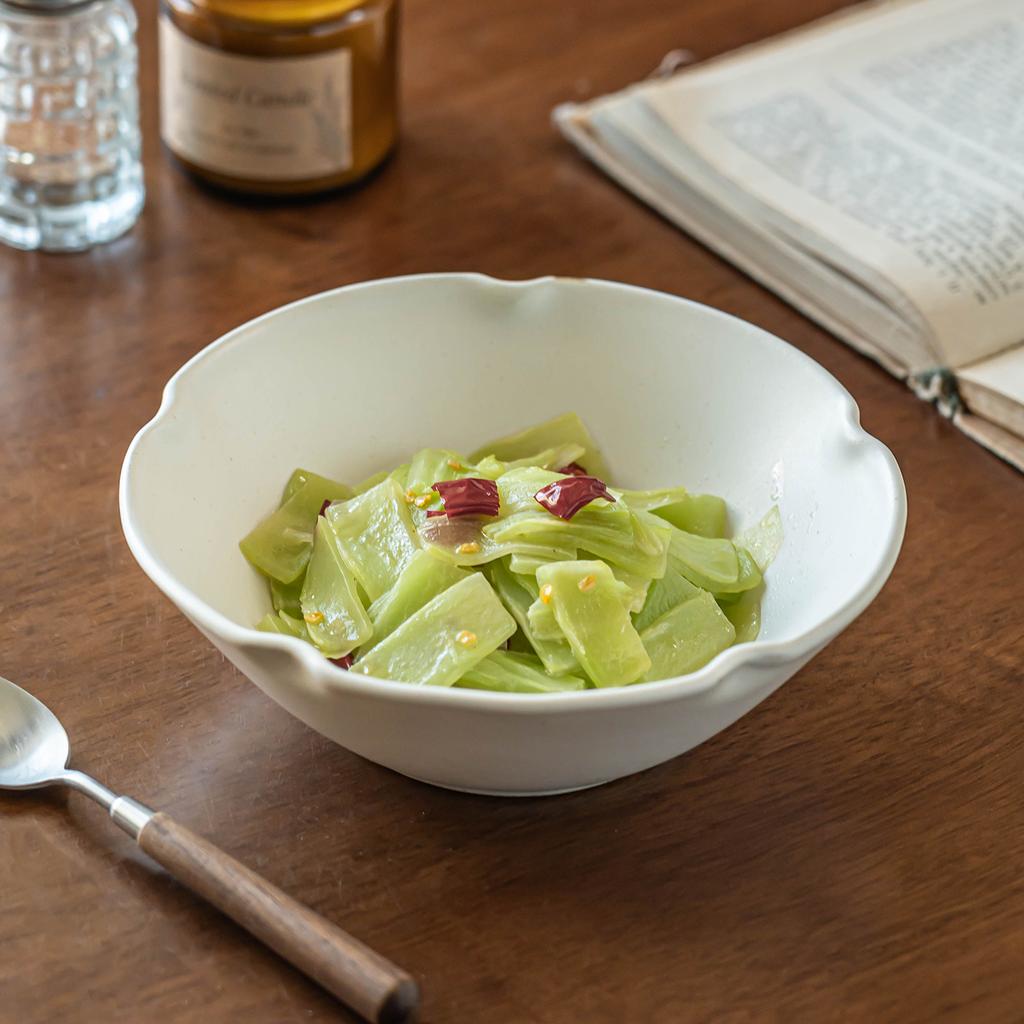 Special-Shaped Solid Color Large Bowl, High-End Bowl Set, Household Tableware, Ceramic Vegetable Bowl, Salad Bowl, Ramen Bowl, Large Bowl.