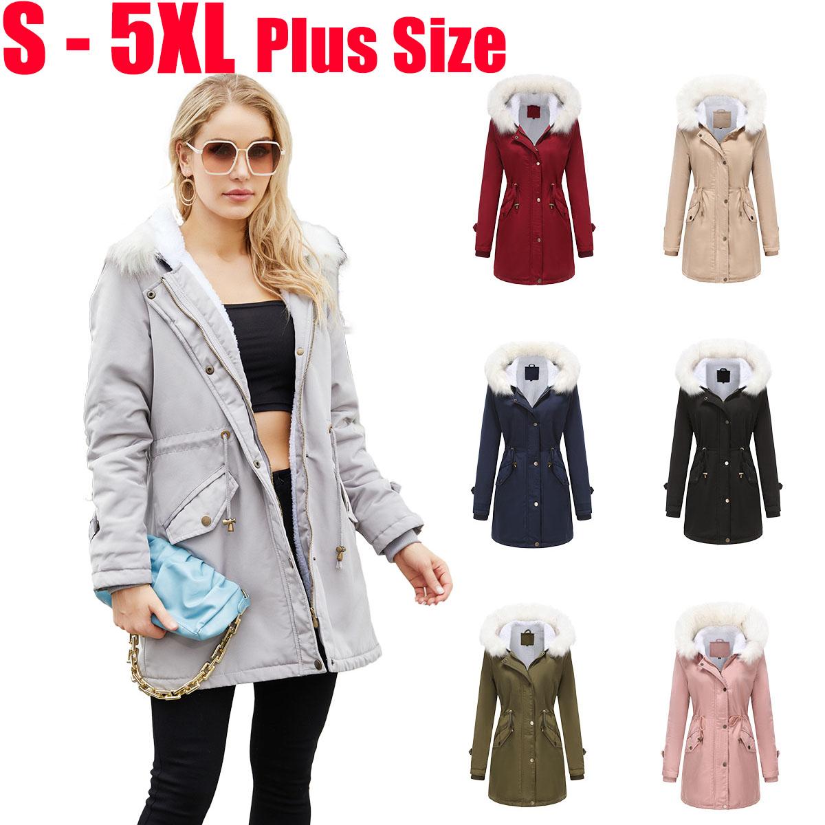 

Осенне-зимняя женская куртка-пирожок со съемным меховым воротником с длинными рукавами, европейское и американское хлопковое пальто с капюшоном, бархатное пальто для женщин, S-5XL, большие размеры