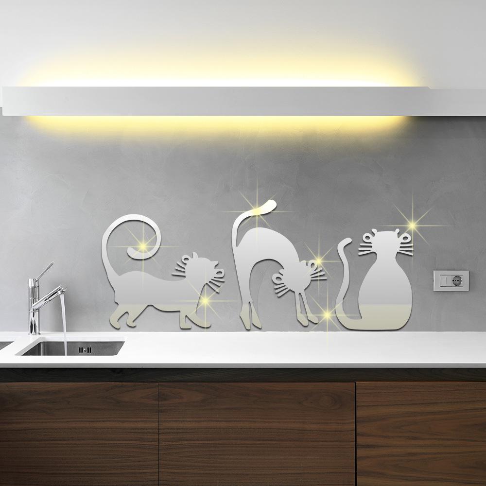 JM025-031 Drei Kätzchen 3D Glänzende Spiegelaufkleber