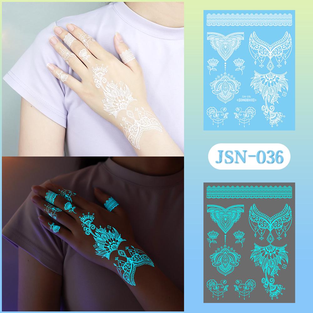 Adesivi Tatuaggio Ricaron 2024 Henné Luminoso & Farfalla Bianca per Viso & Braccio