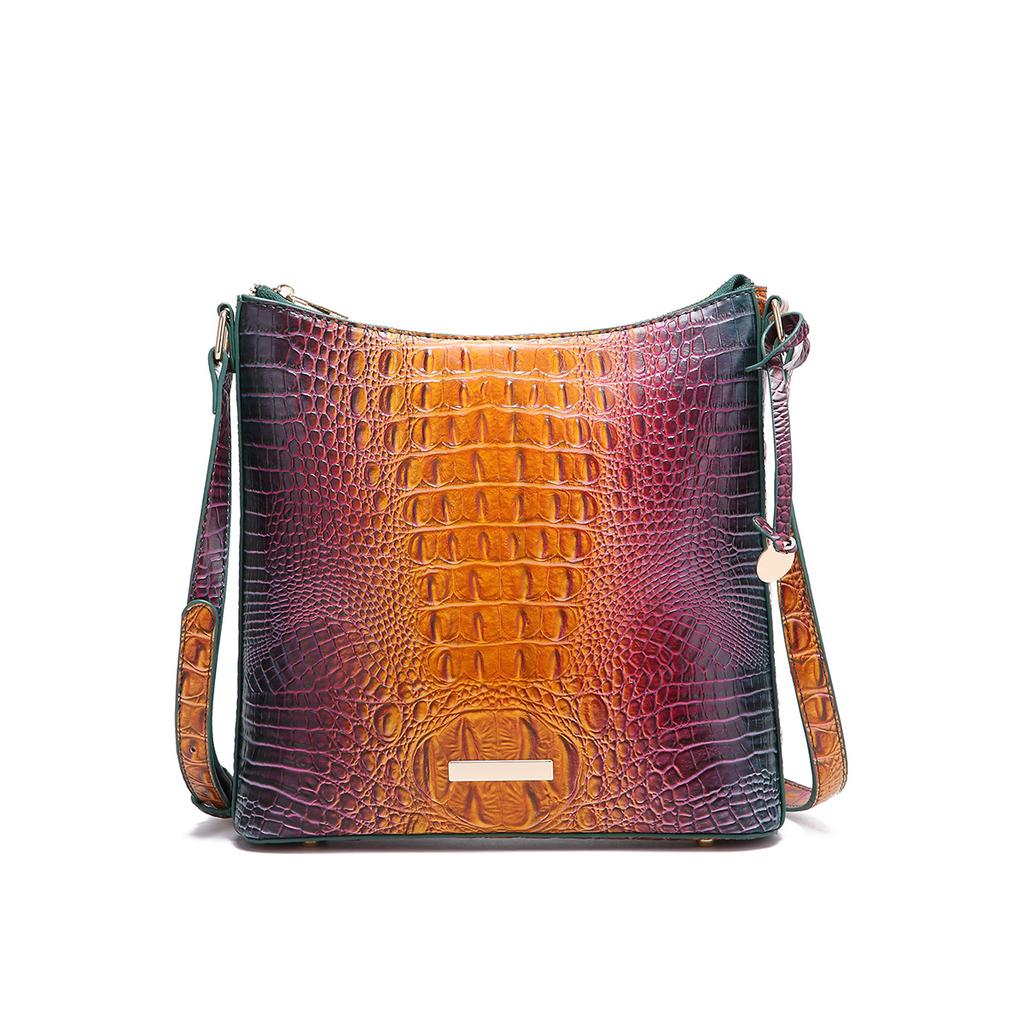 European, American, Middle Eastern Handheld Crossbody Retro Women's Bag Multi Color Crocodile Pattern Brahmin