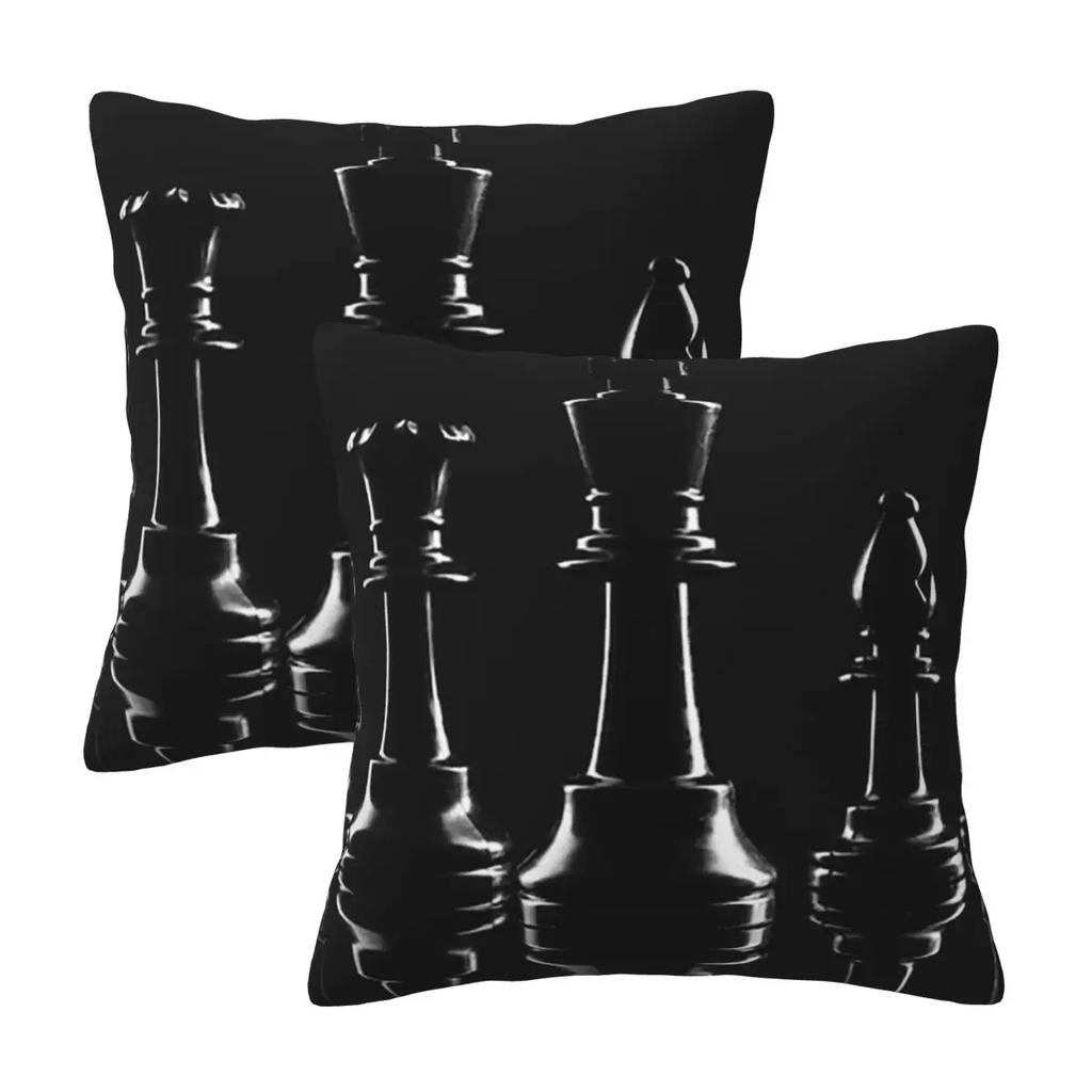 Black King Chess The-Chessboard 9 2 Pcs Square Pillowcase Pillow Cover Cushion Decor Comfort Throw Pillow For Home Car