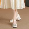 Shallow Rhinestone Mary Jane Shoes Women's French Retro Thick Heel with Daily Skirt High Heel Red Bridesmaid Shoes