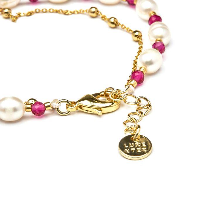 Bracelet - Luxenter - Zawind - finition or jaune 18K - Perle blanche - 16 cm + 3,5 cm d'extension