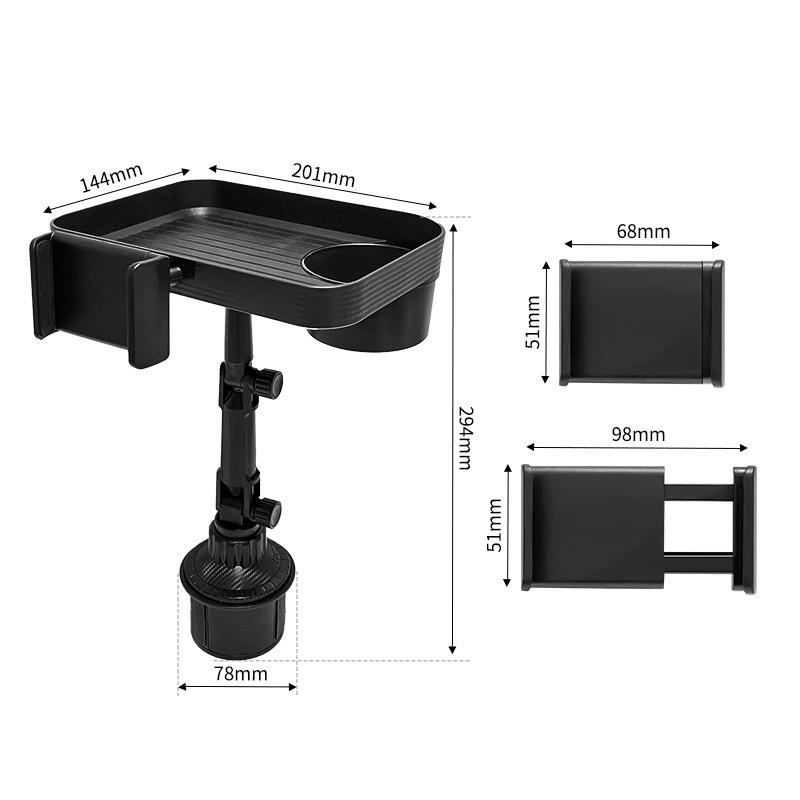 SB-6088 Car Cup Holder Tray 360-Degree Rotating Car Tray Table with Cell Phone Stand for Eating/Watching