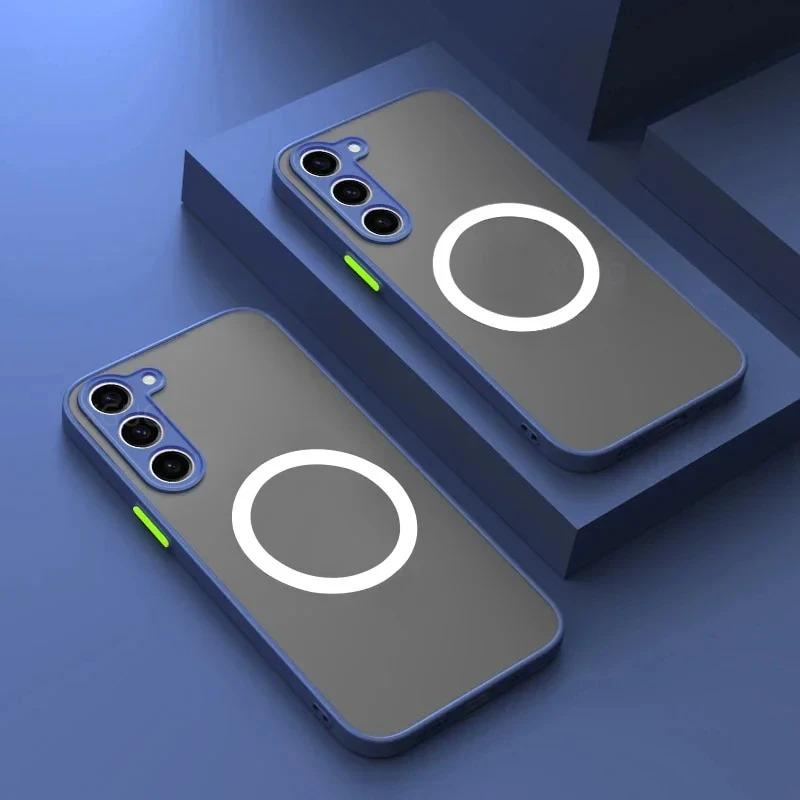 Frosted Matte Magnetic Case For Samsung Galaxy S26 S2 Ultra S24 FE S23 S22 S21 Plus Phone For Wireless Charge Cover