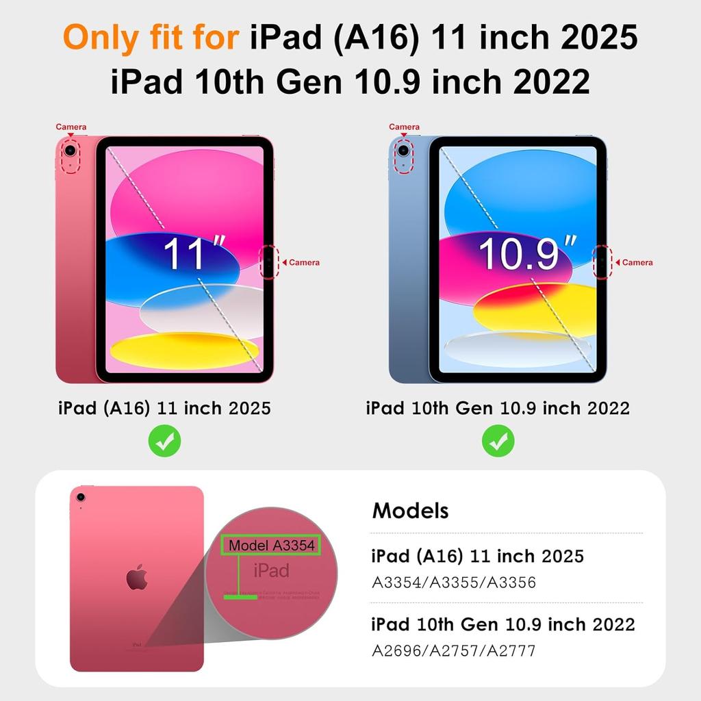 Case for iPad 10th Gen /(A16) 11th Gen , Trifold Stand Smart Cover for iPad 10.9/11 inch,Soft TPU Back, Auto Wake/Sleep