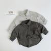 Kids Unisex Long Sleeve Solid Shirt Korean Style Casual Children Outerwear Top