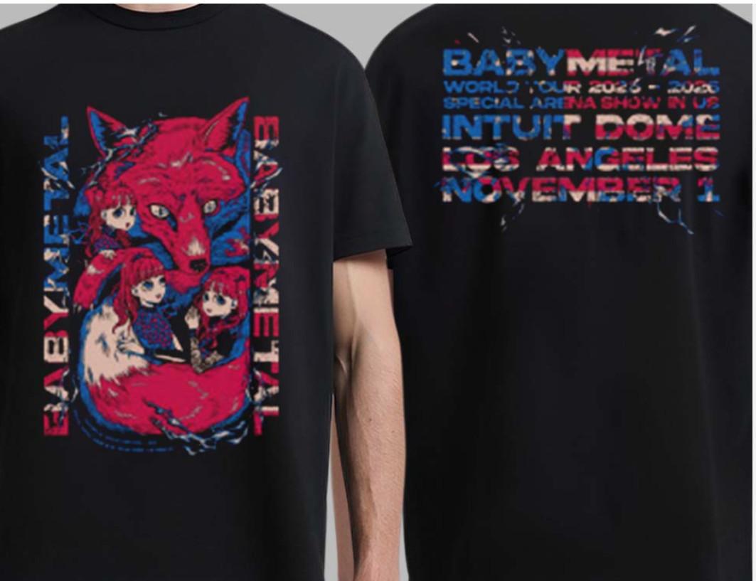 New Babymetal World Tour 2025 2026 short sleeve 2 side shirt XXL