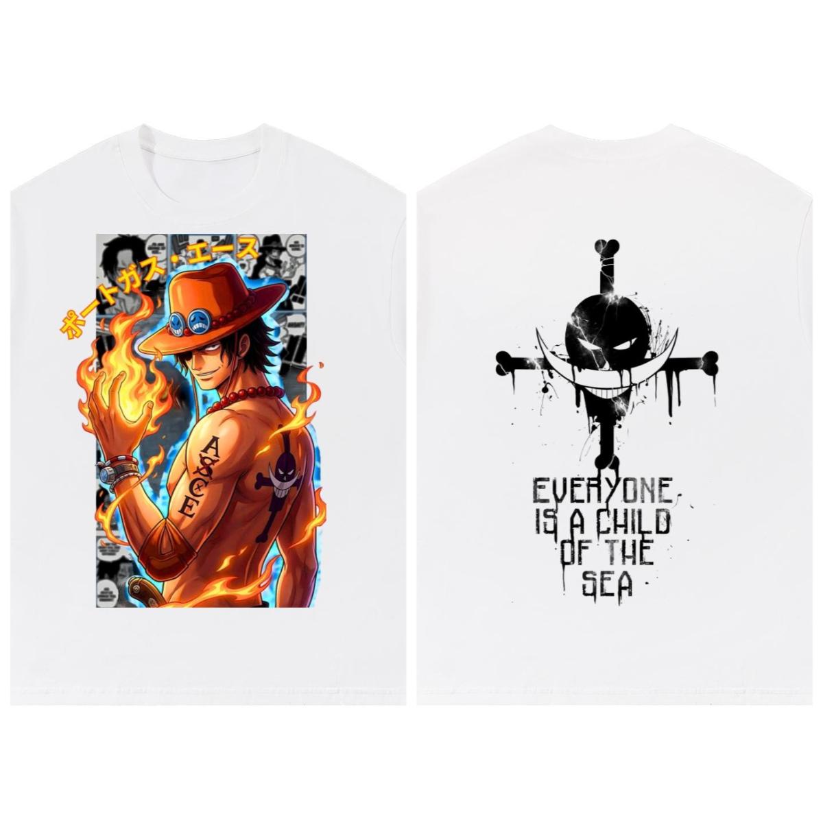 Summer Hot Selling One Piece Anime Graphic Cotton Tshirt Anime Fan Apparel Unisexs Round Neck Short Sleeved Shirt S