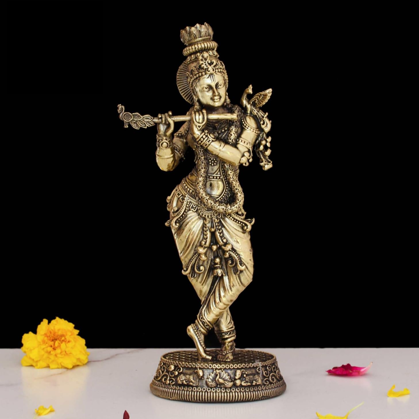 Lord Krishna Statue Handcrafted Standing Krishna Murti, Hindu God Idol- 6.5 Inch