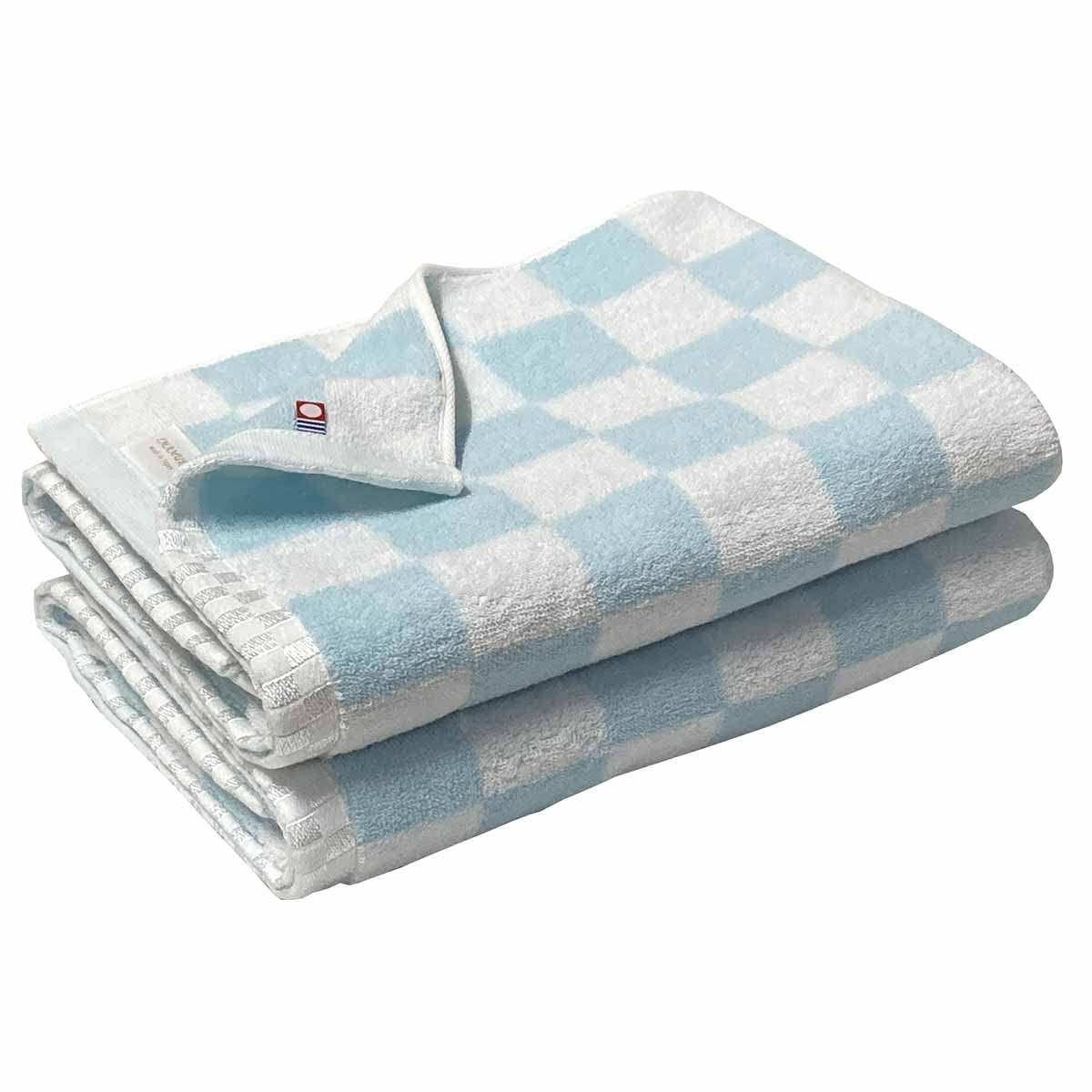 

Imabari Towels, Set of 2 Bath Towels [Brand Certified] 65x120cm, Blue, 2 Pieces, Pastel Checkered Pattern, Fluffy, Absorbent (2 Blue Towels)
