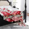 1pc Gnome Sweet Gnome Checkered Plaid Flannel Blanket - Heavyweight Quilted Bedspread with Swedish Gnome Couple & Hearts, Soft