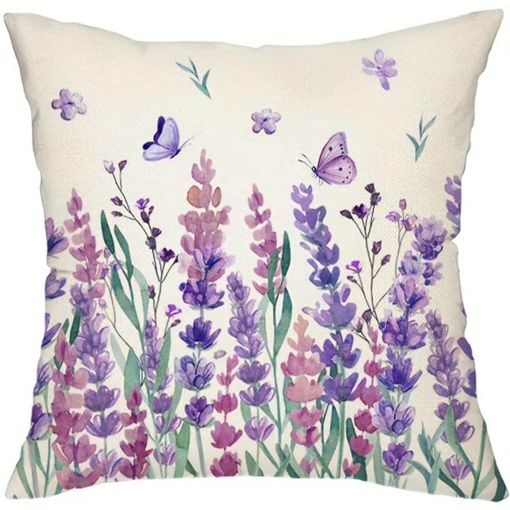 Dreamy Lavender Style Pattern Home Decor Pillowcase Living Room Sofa Polyester Cushion Cover With Zipper