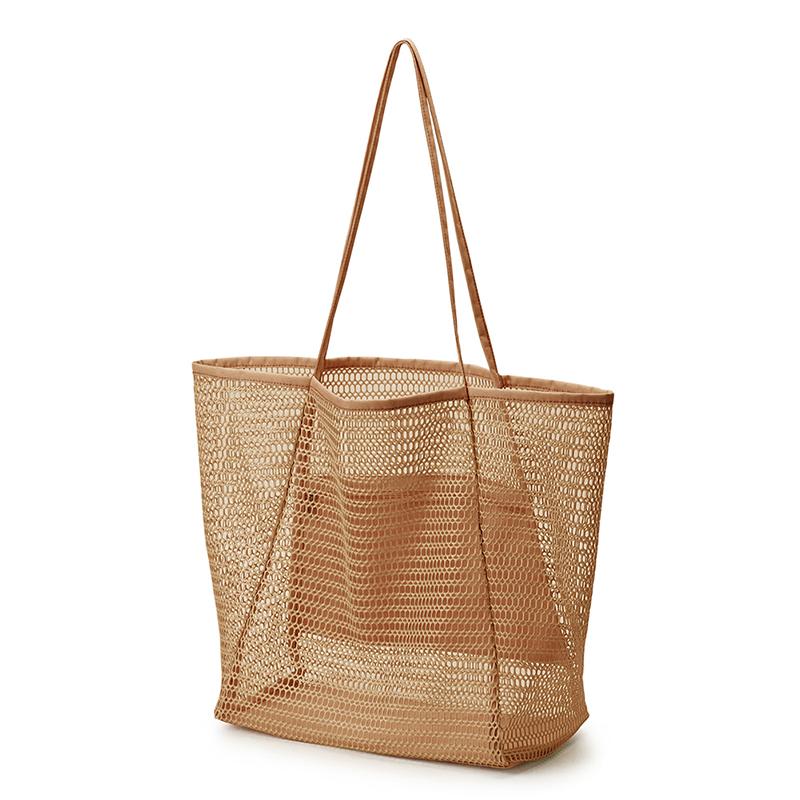 Yogodlns Sommer Große Kapazität Mesh Tote Tasche Für Frauen Einfache Hohl Strand Casual Schulter Tasche