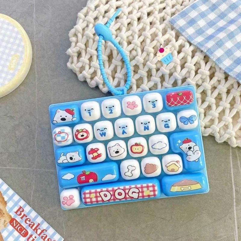 Animal Diary 26 Keys Mini Fidget Keyboard Keychain Finger Press Stress Relief Portable Bag Pendant Kids Student Pocket Toy Gift