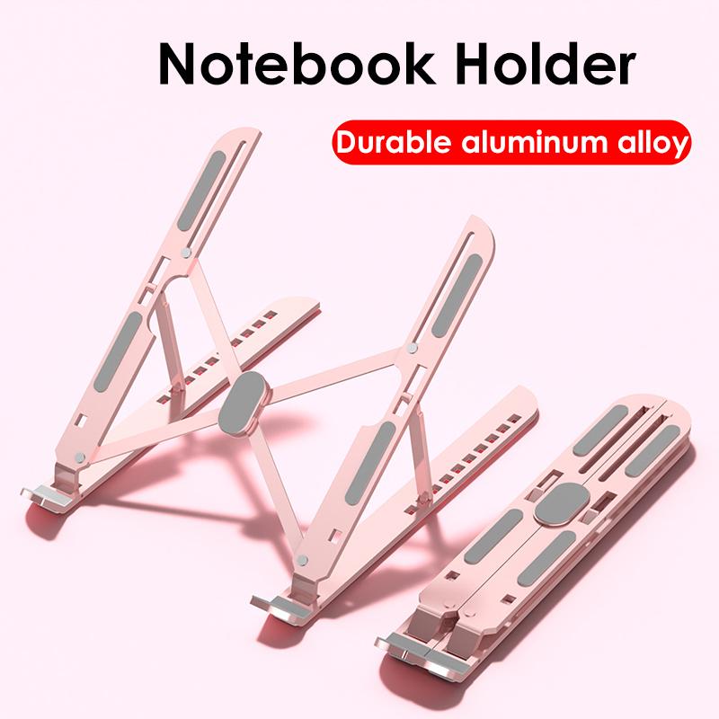 For Adjustable Laptop Stand Foldable Aluminum Alloy Notebook Stand Base Portable Non-slip Raising Cooling Support Laptop Bracket