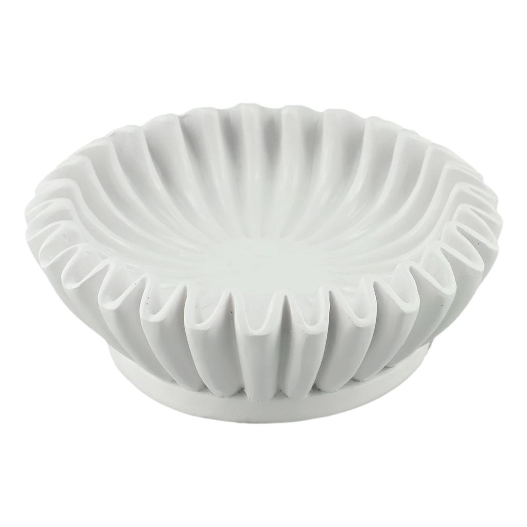 Dekorative Schale Obstschale Wohnraum Glatt Weiß Rillen Strukturell Robust Zeitloses Design Einzigartiges Kunstwerk