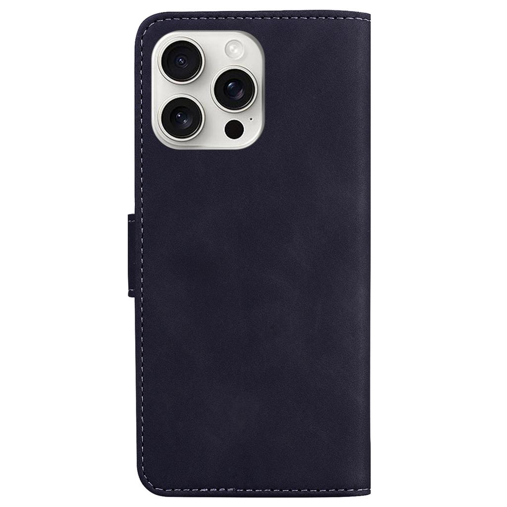 For iPhone 16 Pro Max Case Solid Color PU Leather Stand Phone Cover