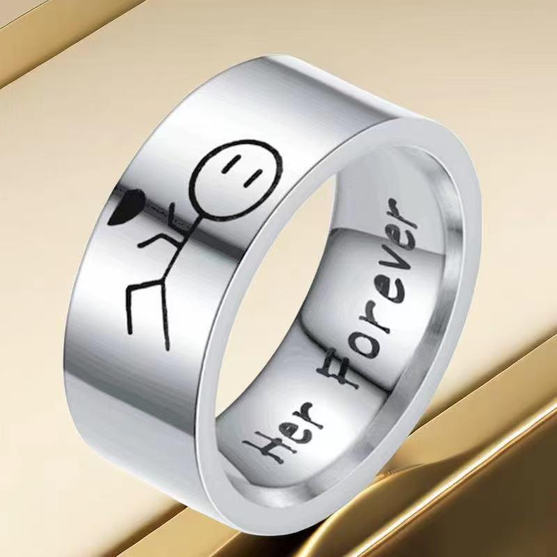 High-End Stainless Steel Titanium Couple Rings - No Fade, Plain Design
