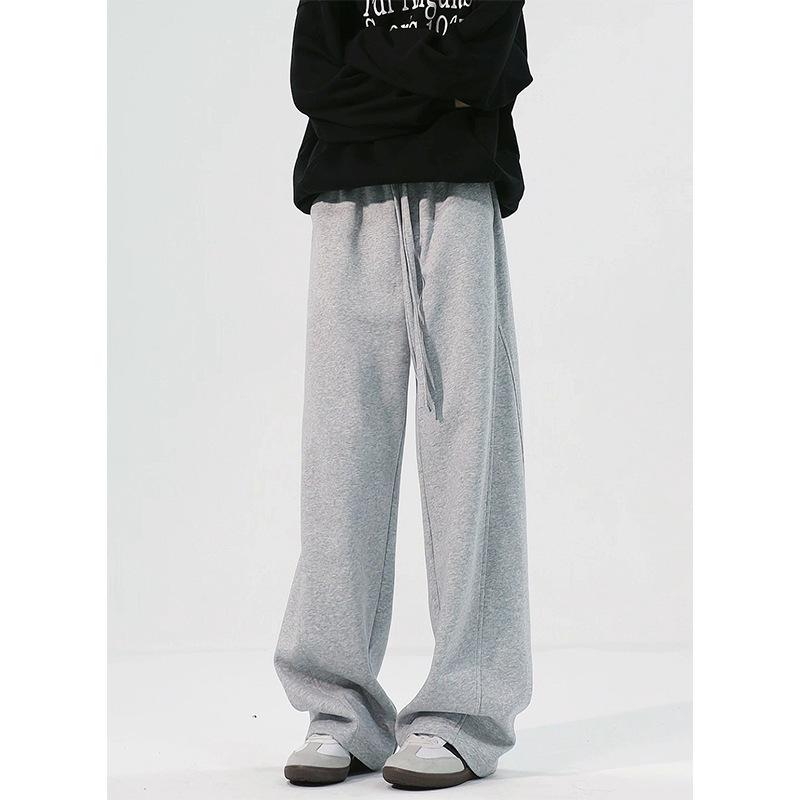 Men's Cleanfit Wide-Leg Fleece Sweatpants - Autumn/Winter Straight-Leg Casual Sports Pants