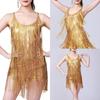 Pailletten Franje Romper, Glanzende Glitter Metallic Jumpsuit Dames, Backless Korte Jurk Disco Verjaardag Latijnse Dans Outfits