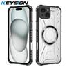 KEYSION Transparent Magnetic Case for MagSafe for iPhone 15 Pro Max 14 Plus Silicone+PC Shockproof Phone Cover for iPhone 13 Pro Max