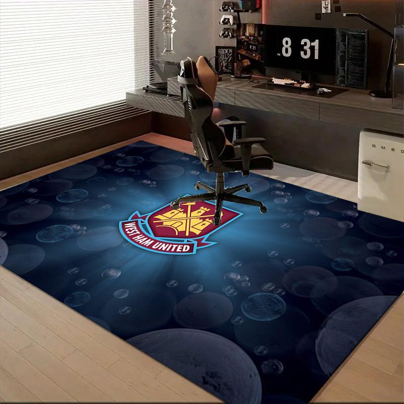 1 Stück West Ham United Teppich Spielteppich, Fußmatte für Schlafzimmer Wohnzimmer Eingangsbereich Teppich, Heimdeko Idee Geschenk für Weihnachten Geburtstag
