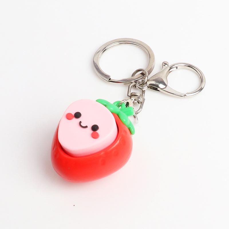 Kawaii 3D Strawberry Keychain Cute Fruit Key Ring 1Pcs Fashion Bag Pendant Charm for Teen Girls Backpack Decor