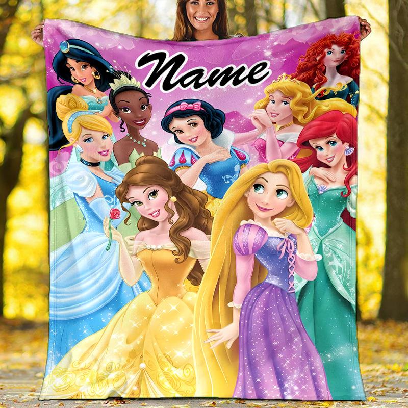 Customizable Princess Throw Blanket – Personalized Name, All-Season Cozy Snug Blanket, Machine Washable, Personalized Blanket