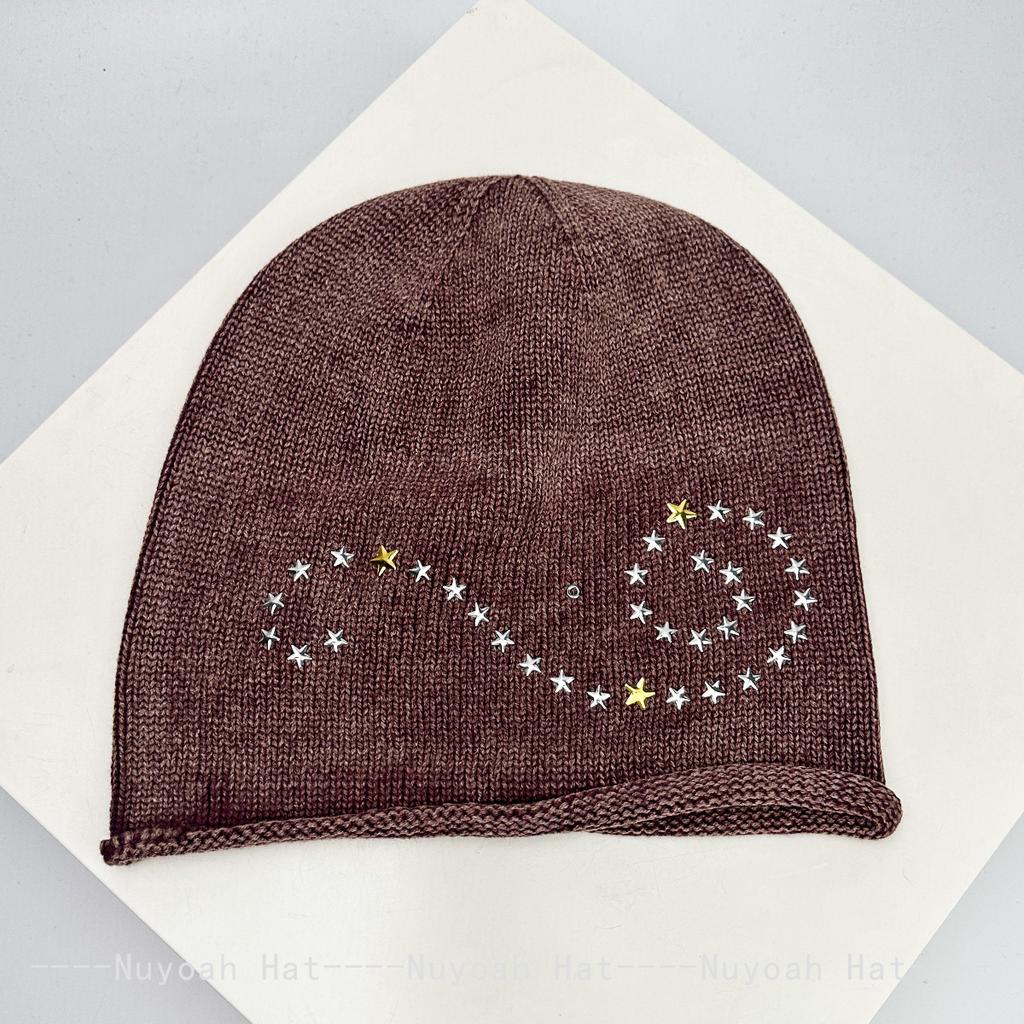 New Men Women American Retro Rivet Stars Knitted Hats Personal Warm Niche Fashion Street Beanies Hip-hop Versatile Loose Casual