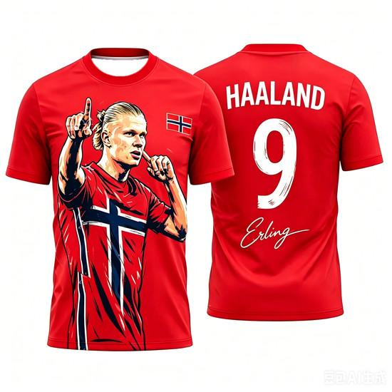 Erling Haaland č. 9 Norsko Vlajka Náčrt Fotbalový Dres Pro Děti Kluci Dívky Rychleschnoucí Tréninkový Fanouškovský Sportovní Krátký Rukáv Vrcholy