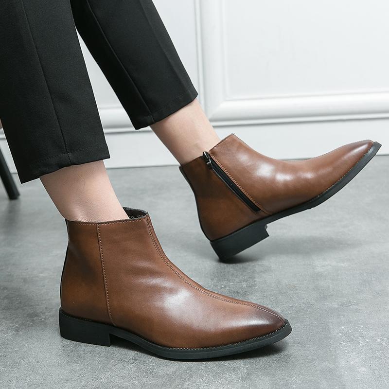 Fashion Luxury Brand Men's Low Top Shoes Men's Slip-On Chelsea Boots Fashion High Top Ankle Boots Casual Comfortable Male Walking Shoes