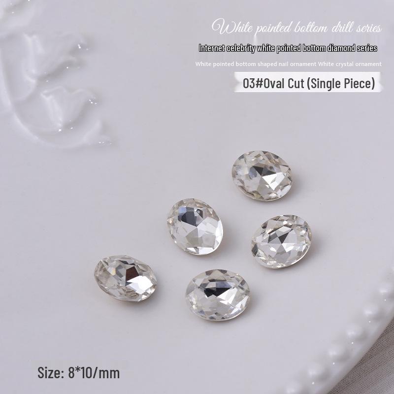 Nail Art Decorations: Transparent Pointed Rhinestones - Heart, Water Drop, Square, Butterfly Shapes