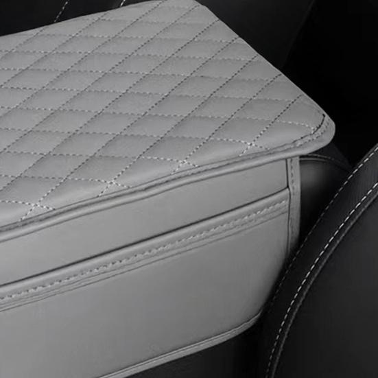 Easy Install Armrest Cushion Car Center Console Cover, Faux Leather Cover for Car, Anti Scratch Protector Universal Middle with Side Storage Pockets