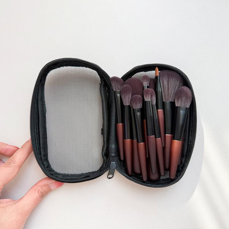12-Piece Mini Portable Makeup Brush Set with Fiber Bristles: Powder & Eyeshadow Brushes, Complete Beauty Tool Kit.