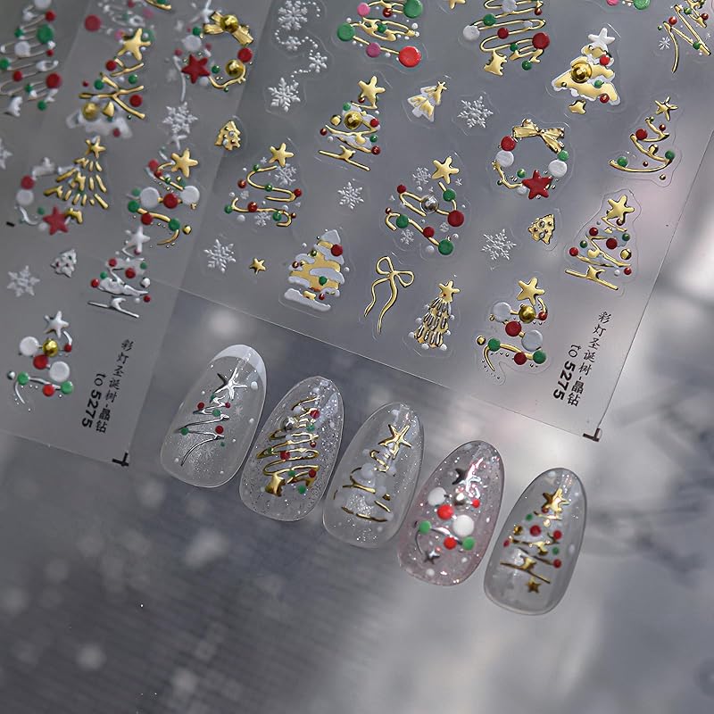 Winter Snowflake Nail Art Stickers, 3D Embossed Exquisite Snowflake Nail Decals Self-Adhesive Christmas Craft Nails Accessories for Women Girls DIY