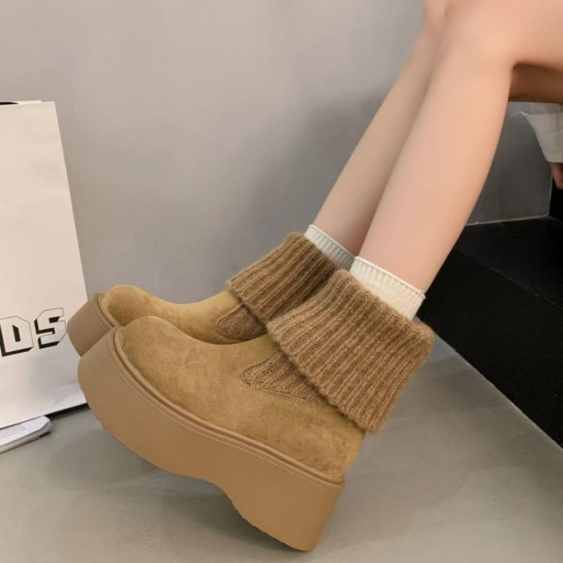 Fashion Boots Autumn and Winter New Matte Retro Small Muffin Thick-soled Height-increasing and Thin Elastic Socks Boots
