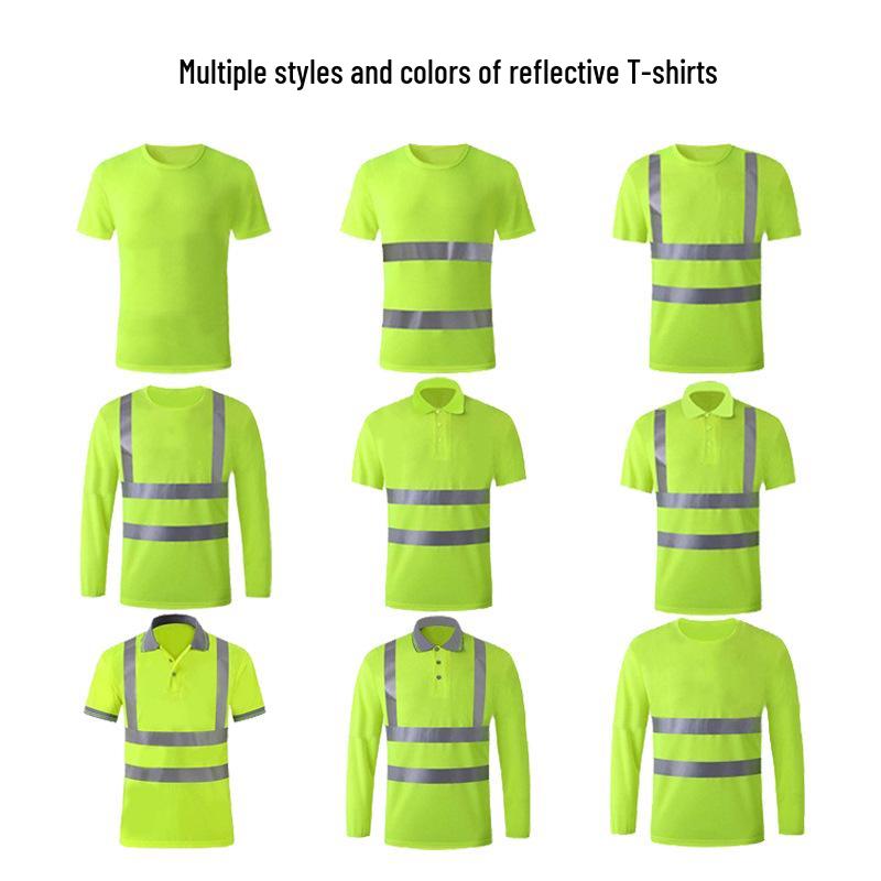Reflective Fluorescent Yellow Quick-Dry T-Shirt for Road Construction Work.