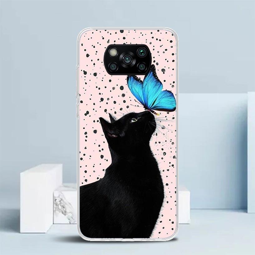 Schwarze Katze Cartoon Niedliche Handyhülle Für Xiaomi Poco F7 Ultra X5 X6 X7 Pro M7 Redmi 15C 15 13C 13 12C 12 10C 10 10A 9 9C 9A 9T Hülle