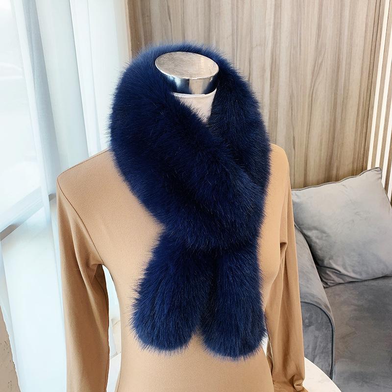 Rabbit Ears Plush Scarve Thickened Faux Fur Warm Scarve Solid Colour Faux Fox Fur Collar Student Winter Scarve Women's Scarve