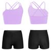 Kids Girls 2 Piece Dance Outfits Crop Top with Shorts Active Set Gymnastics Dancewear Swimwear