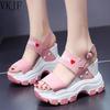 Fashion Wedge Sandals Female Fairy Wind Summer New Muffin Thick Bottom Inside High Open-toe Heels Sandalias De Mujer