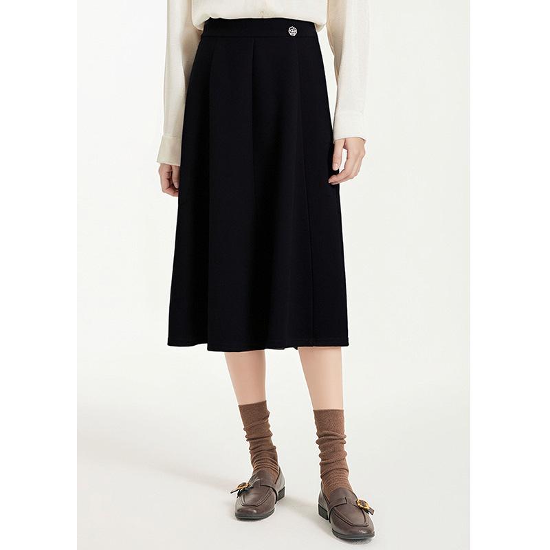 

2025 Autumn/Winter Women s Elegant A-Line Solid Wool Skirt - Slimming, Versatile, Fashionable Mid-Length S