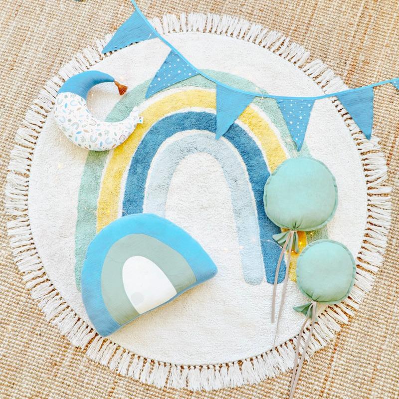 Cute Round Rug Bedroom Tassel Carpet Mat Bedside Kids Room Ddecoration Cartoon Floor Mats Home Soft Machine Washable Area Rugs