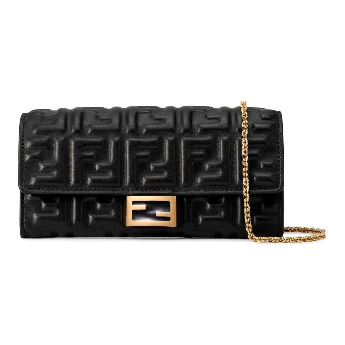 

FENDI Сумка Багет Золотий Логотип Ланцюжок Плечовий Ремінь Монограма FF Тиснення Шкіра Наппа Сумка на Плече Багет Звичайна Жіноча Чорна Gift Box Set (Basic Set + Original Box) чорний