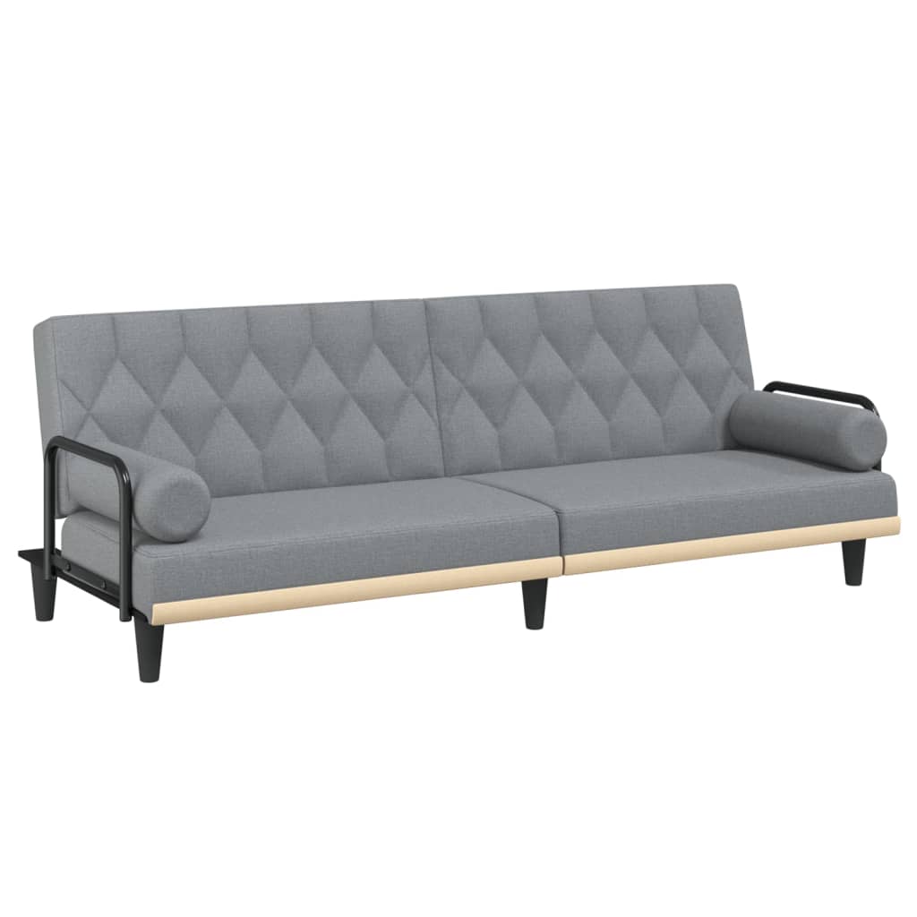 Vidaxl Foldable Sofa With Armrests, Light Gray, Fabric Upholstered