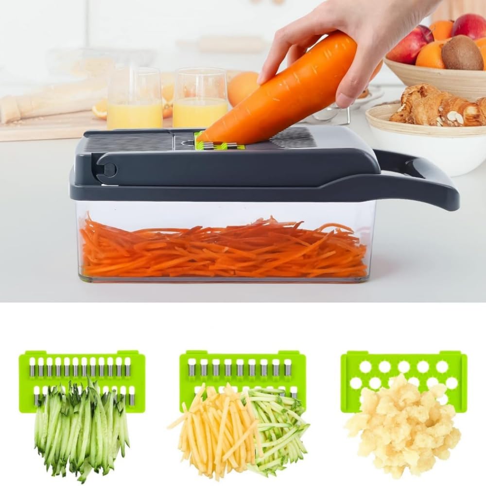 Vegetable Vegetable Food Vegetable Onion Chopper with Vegetable Cabbage Radish Slicer Set Chopper, 13-in-1 Cutter, Chopper, Chopper, Container,