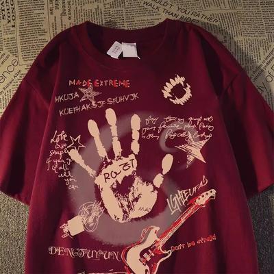 Sommer Freizeit T-Shirt Druck Herren Rundhals Mode Kurzarm Lockeres T-Shirt Übergröße