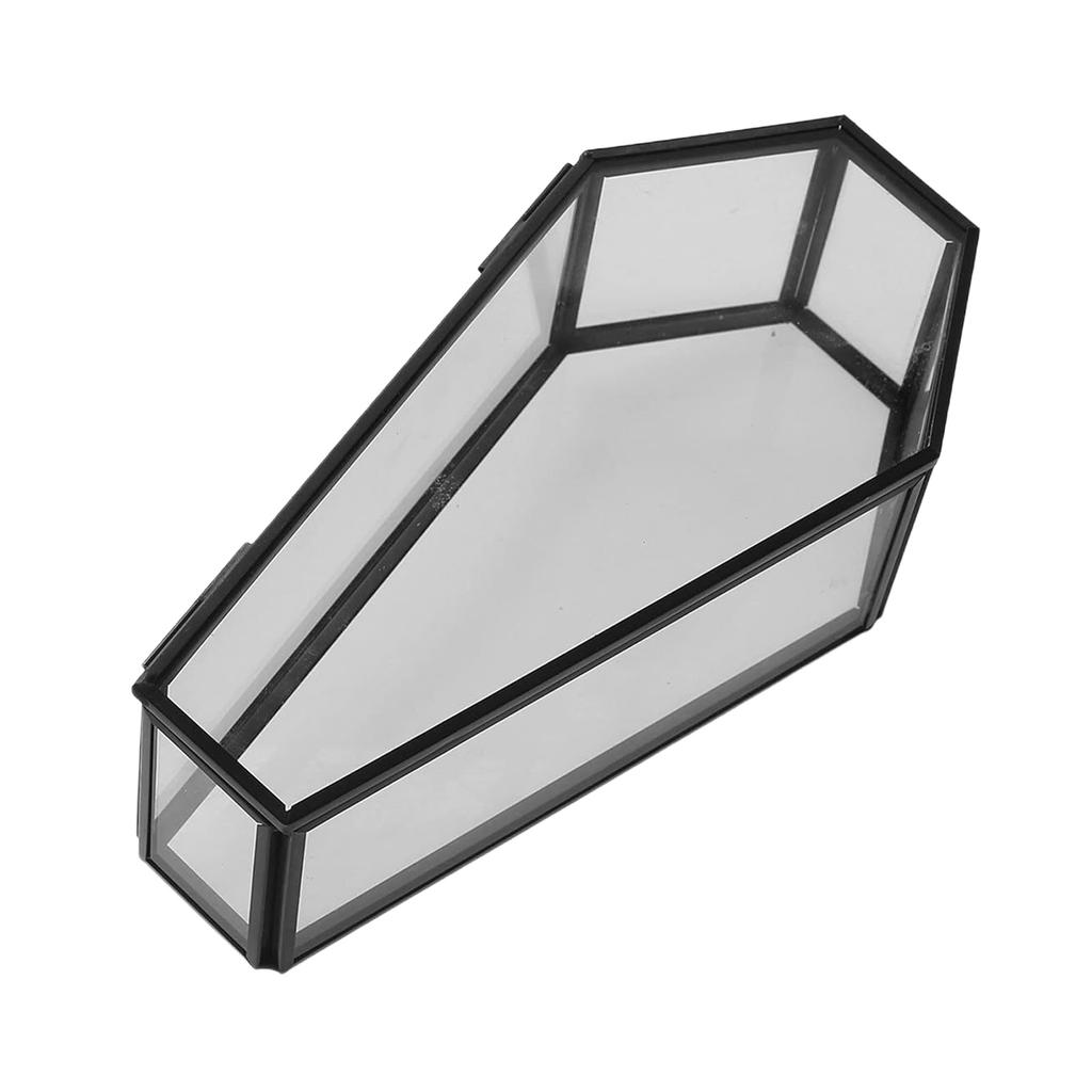 Vintage Black Glass Coffin Box Chic Glass Vampire Coffin Jewelry Box with Retro Designs for Collectors Display